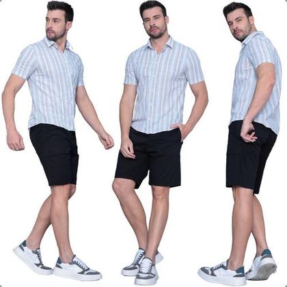 Imagem de Kit 2 Bermudas Jogger Masculina De Sarja Com Elastano Cordão Ajustável