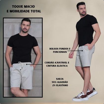 Imagem de Kit 2 Bermudas Jogger Masculina De Sarja Com Elastano Cordão Ajustável