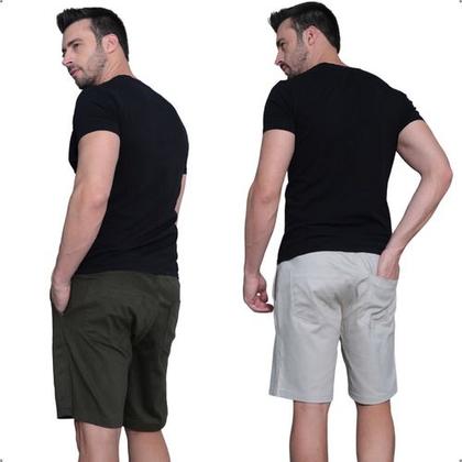 Imagem de Kit 2 Bermudas Jogger Masculina De Sarja Com Elastano Cordão Ajustável