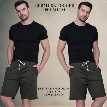 Imagem de Kit 2 Bermudas Jogger Masculina De Sarja Com Elastano Cordão Ajustável