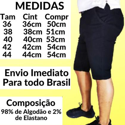 Imagem de Kit 2 Bermudas Masculina Brim Sarja Sport Fino Alfaiataria Elastano Lycra Modelo Social Linha Premium Coloridas 