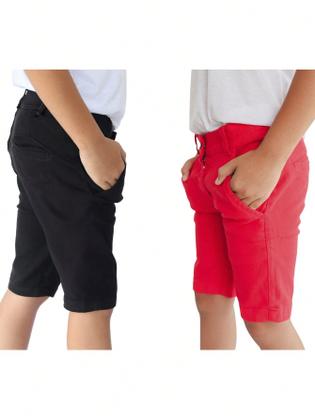 Imagem de Kit 2 Bermudas Sarja jeans Masculina Infantil Confortável Infantil