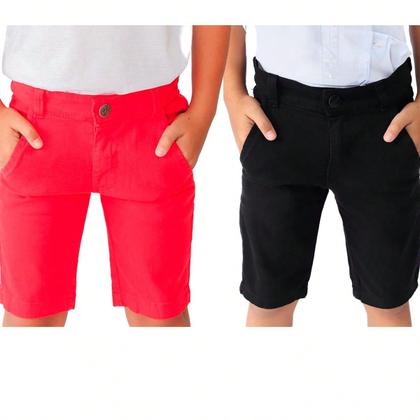 Imagem de Kit 2 Bermudas Sarja jeans Masculina Infantil Confortável Infantil