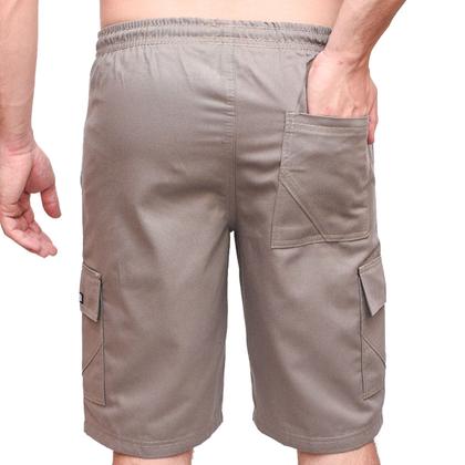 Imagem de Kit 2 Bermudas Short Brim Cargo Sarja Elástico Cordão 5 Bolsos Masculino Uniforme