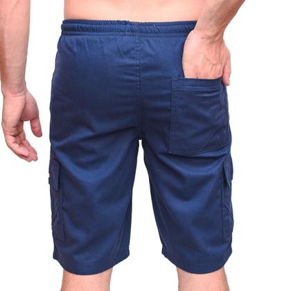 Imagem de Kit 2 Bermudas Short Brim Cargo Sarja Elástico Cordão 5 Bolsos Masculino Uniforme