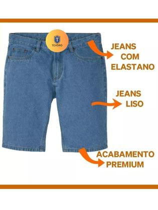 Imagem de Kit 2 Bermudas Shorts Jeans Masculina com botão Zip Lycra Elastano