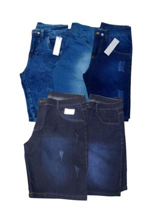 Imagem de Kit 2 Bermudas Shorts Jeans Masculina com botão Zip Lycra Elastano