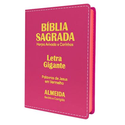 Imagem de Kit 2 Bíblias Sagrada Letra Gigante C/ Harpa - Luxo - Preta e Pink