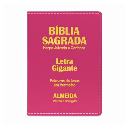 Imagem de Kit 2 Bíblias Sagrada Letra Gigante C/ Harpa - Luxo - Preta e Pink