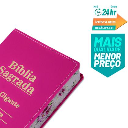 Imagem de Kit 2 Bíblias Sagrada Letra Gigante C/ Harpa - Luxo - Preta e Pink - Tam - 14x21 cm