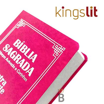 Imagem de Kit 2 Biblias Sagrada Letra Gigante Luxo Popular - Preta e Pink - Com Harpa - RC