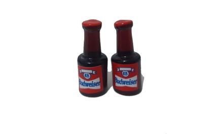 Imagem de Kit 2 Bico Tampa Válvula Pneu Capa Mini Garrafa Budweiser