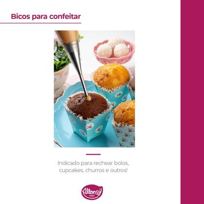 Imagem de Kit 2 Bicos de confeiteiro para Recheio 2,4x9cm de Aço inox