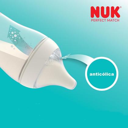 Imagem de Kit 2 Bicos Mamadeira NUK Perfect Match 6m+ Fluxo Variável Silicone Antivazamento Sem BPA