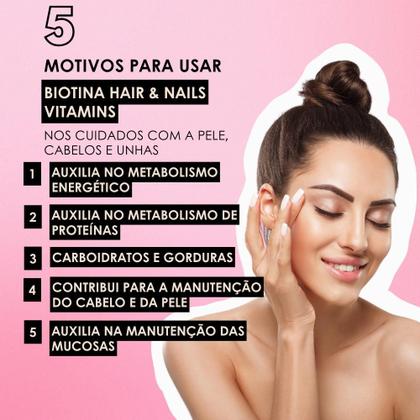 Imagem de Kit 2 Biotina Cabelo Unhas E Vitaminas + Acido Fólico 60Caps