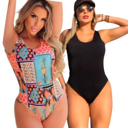 Imagem de Kit 2 Biquini Maio Feminino Praia Moda Abacaxi Body Preto