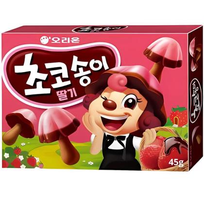 Imagem de Kit 2 Biscoitos Coreano Cogumelo Chocolate Morango Orion 45G