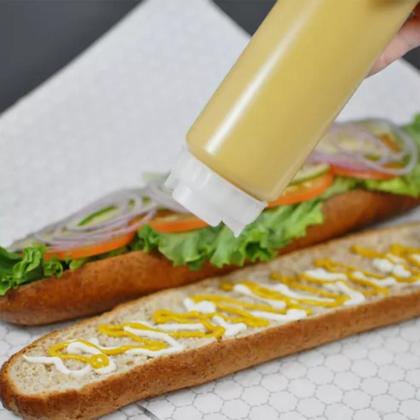 Imagem de  Kit 2 Bisnaga Invertida Fifo 720ml Molho Calda Tempero Foodtruck