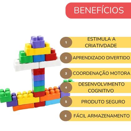 Imagem de Kit 2 Blocos De Montar Educativo Infantil Brinquedo 44 Pçs