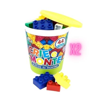 Kit 2 Blocos De Montar Educativo Infantil Brinquedo 44 Pçs - Mini Toys Imagem de Kit 2 Blocos De Montar Educativo Infantil Brinquedo 44 Pçs