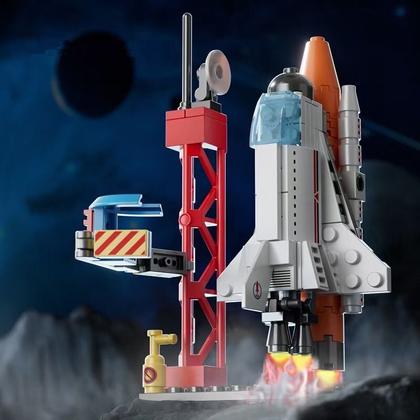 Imagem de Kit 2 Blocos de Montar Nave Espacial e Foguete Coleção Espacial Completa Compatível com Lego