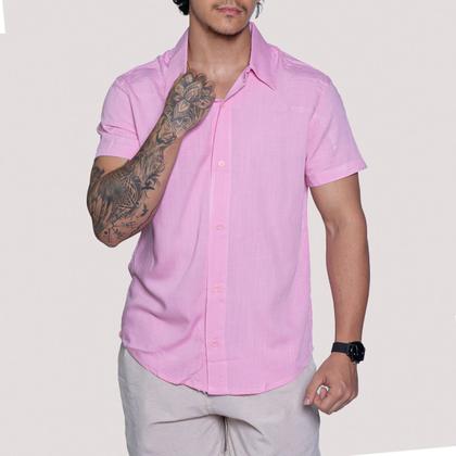 Imagem de Kit 2 Blusa de linho Camisa Masculina para verão praia manga curta fresca moda