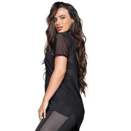 Imagem de Kit 2 Blusa de Tule Academia Fitness com Manga Curta Tapa Bumbum