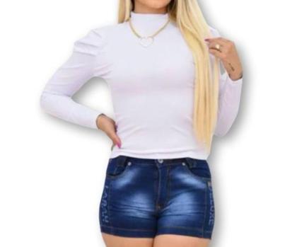 Imagem de Kit 2 Blusas canelada feminina manga longa princesa gola alta elegante