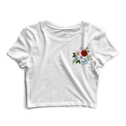 Imagem de Kit 2 Blusas Cropped Tshirt Feminina Caveira Flores e Flores