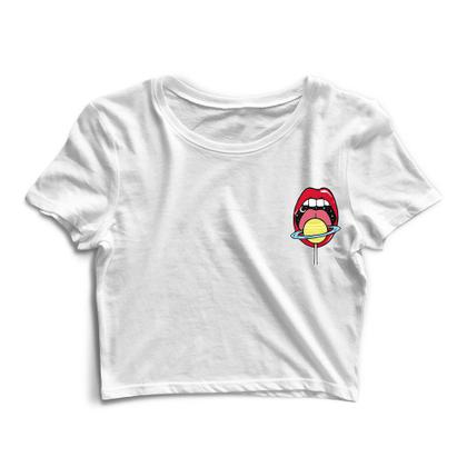 Imagem de Kit 2 Blusas Cropped Tshirt Feminina Frases e Boca Universo