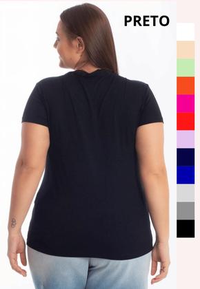 Imagem de Kit 2 blusas feminina plus size decote v básica 3013.6k2