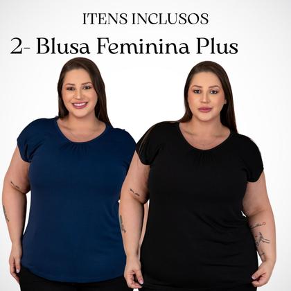 Imagem de Kit 2 Blusas Femininas Blusinha Camiseta Camisa Blusa Colorida Soltinhas Feminina Com Elastano