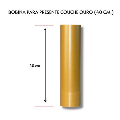 Imagem de Kit 2 Bobinas Papel De Presente Couche Ouro 40cmx100m Lisa