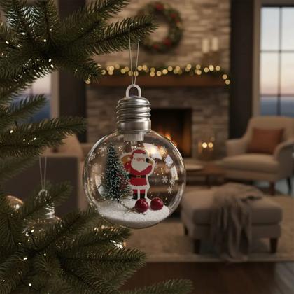 Imagem de Kit 2 Bolas De Natal Com Led Efeito Globo De Neve Decoração