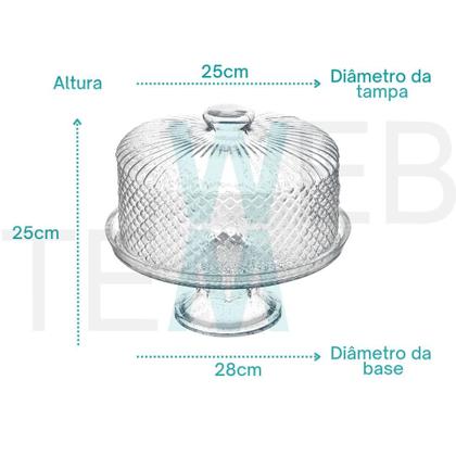 Imagem de Kit 2 Boleiras de Vidro com Pé e Tampa Bico de Jaca Vitazza Prato 28cm para Bolo Doce Sobremesa Decoração Organização Mesa Posta Elegante Sustentável
