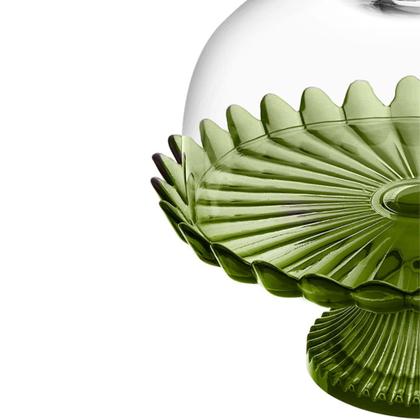 Imagem de Kit 2 Boleiras de Vidro com Pé e Tampa Pétalas de Jasmin 24cm Verde Vitazza Prato para Bolo Doce Decoração de Festas Mesa Posta Elegante Sustentável