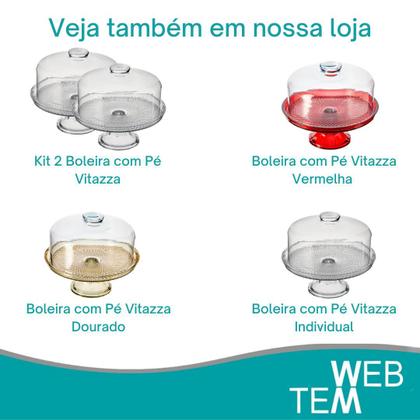 Imagem de Kit 2 Boleiras de Vidro com Pé e Tampa Vitazza 28cm Verde Prato para Bolo e Doces, Decoração de Festas e Mesa Posta Elegante e Sustentável