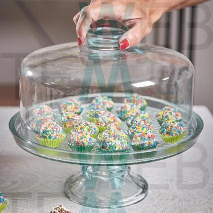 Imagem de Kit 2 Boleiras de Vidro com Pé e Tampa Vitazza Prato 28cm para Bolo, Doce, Sobremesa, Decoração, Organização, Mesa Posta Elegante e Sustentável