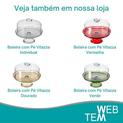 Imagem de Kit 2 Boleiras de Vidro com Pé e Tampa Vitazza Prato 28cm para Bolo, Doce, Sobremesa, Decoração, Organização, Mesa Posta Elegante e Sustentável