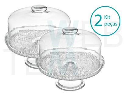 Imagem de Kit 2 Boleiras de Vidro com Pé e Tampa Vitazza Prato 28cm para Bolo, Doce, Sobremesa, Decoração, Organização, Mesa Posta Elegante e Sustentável