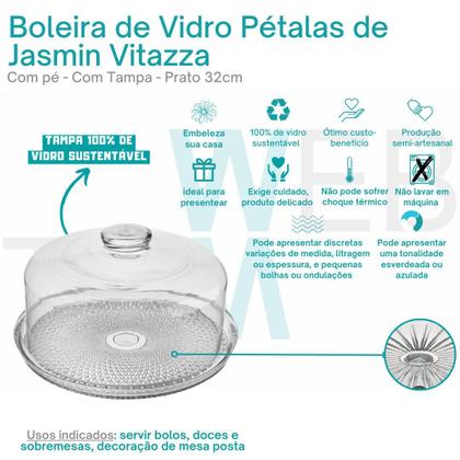 Imagem de Kit 2 Boleiras de Vidro com Tampa Vitazza Prato 28cm para Bolo, Doce, Sobremesa, Decoração, Organização, Mesa Posta Elegante e Sustentável