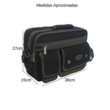Imagem de kit 2 Bolsa Transversal Pasta Executiva Reforçada Trabalho Viagem cabe notebook divisorias reforçada