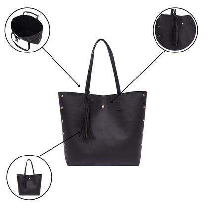 Imagem de Kit 2 Bolsas Feminina Sacola Grande Espaçosa Básica Elegante Resistente