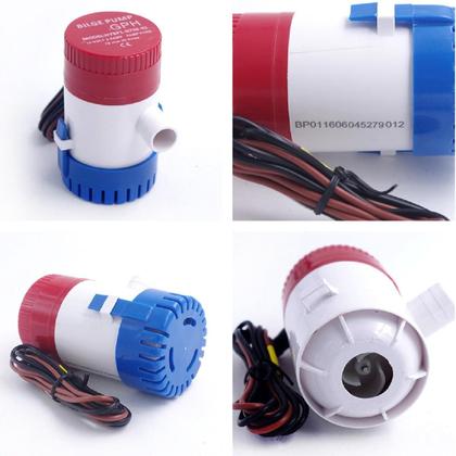 Imagem de Kit 2 Bomba de Porão Elétrica + Boia Interruptora Automática Náutica Embarcação Barco Lancha 12v ou 24v 750ghp e 1100gph