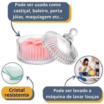 Imagem de Kit 2 Bomboniere Potiche De Vidro 9cm Multiuso Baleiro