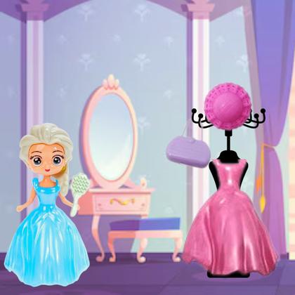 Imagem de Kit 2 Bonecas casa dos sonhos brinquedo infantil na cartela com roupinha lembrancinha festa menina