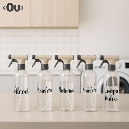 Imagem de Kit 2 Borrifador Spray Multiuso Manual Limpeza 500ml C/ Etiquetas