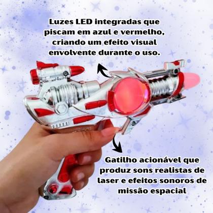 Imagem de Kit 2 Brinquedo Arma Pistola Missão Espacial Com Luz led E Som presente festa infantil interativo