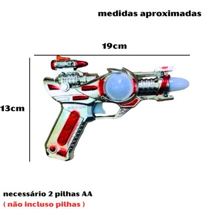 Imagem de Kit 2 Brinquedo Arma Pistola Missão Espacial Com Luz led E Som presente festa infantil interativo