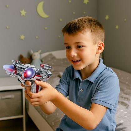 Imagem de Kit 2 Brinquedo Arma Pistola Missão Espacial Com Luz led E Som presente festa infantil interativo